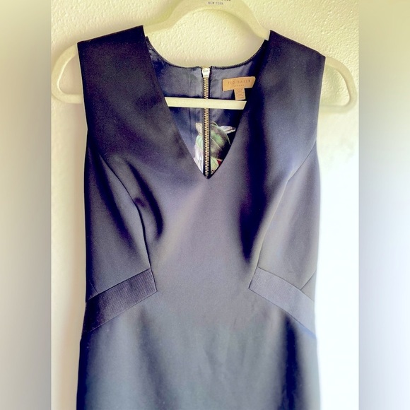 Ted Baker Black Sheath Midi Dress Floral Lining - Picture 10 of 12